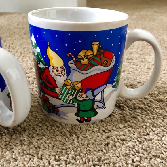 Sue Zipkin Blue Holiday Christmas Coffee Mug Set. - Picture 4 of 9